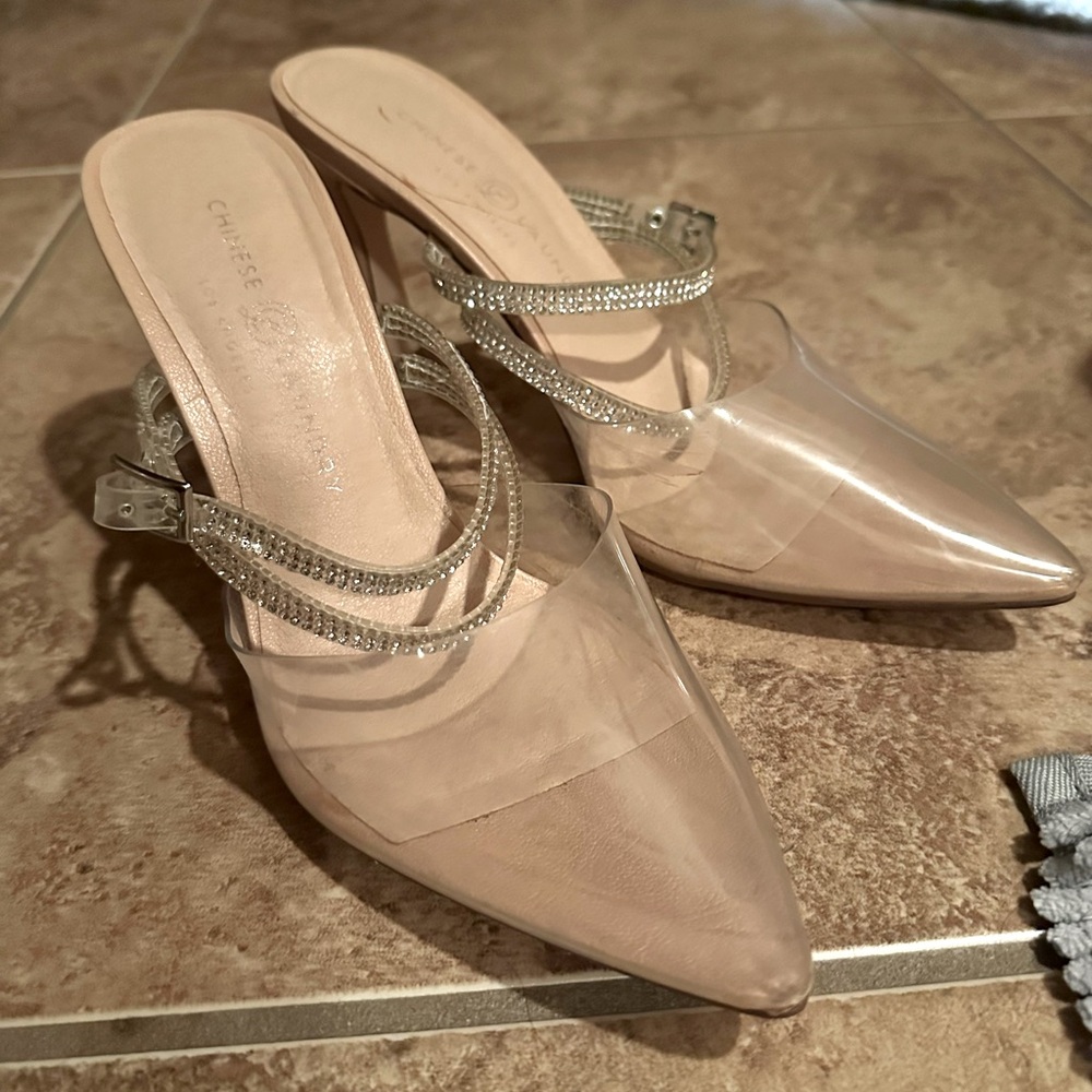 Chinese Laundry clear nude heels